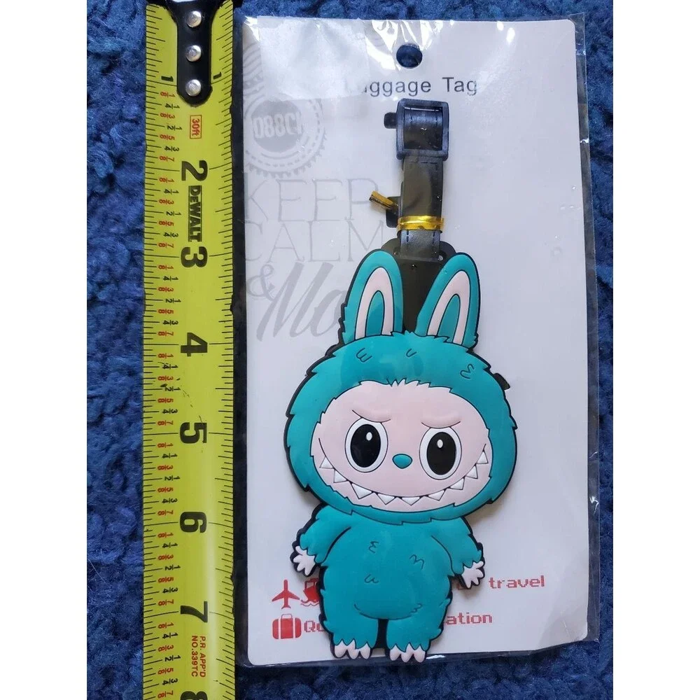 *NWT* Cute Teal Monster Bunny Luggage Tag Travel Accessory ID Holder